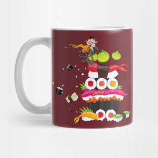 monkey eating shushi Mug